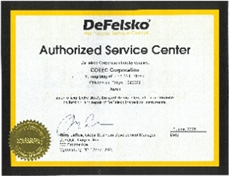 DeFelsko社の認定サービスセンター証明書